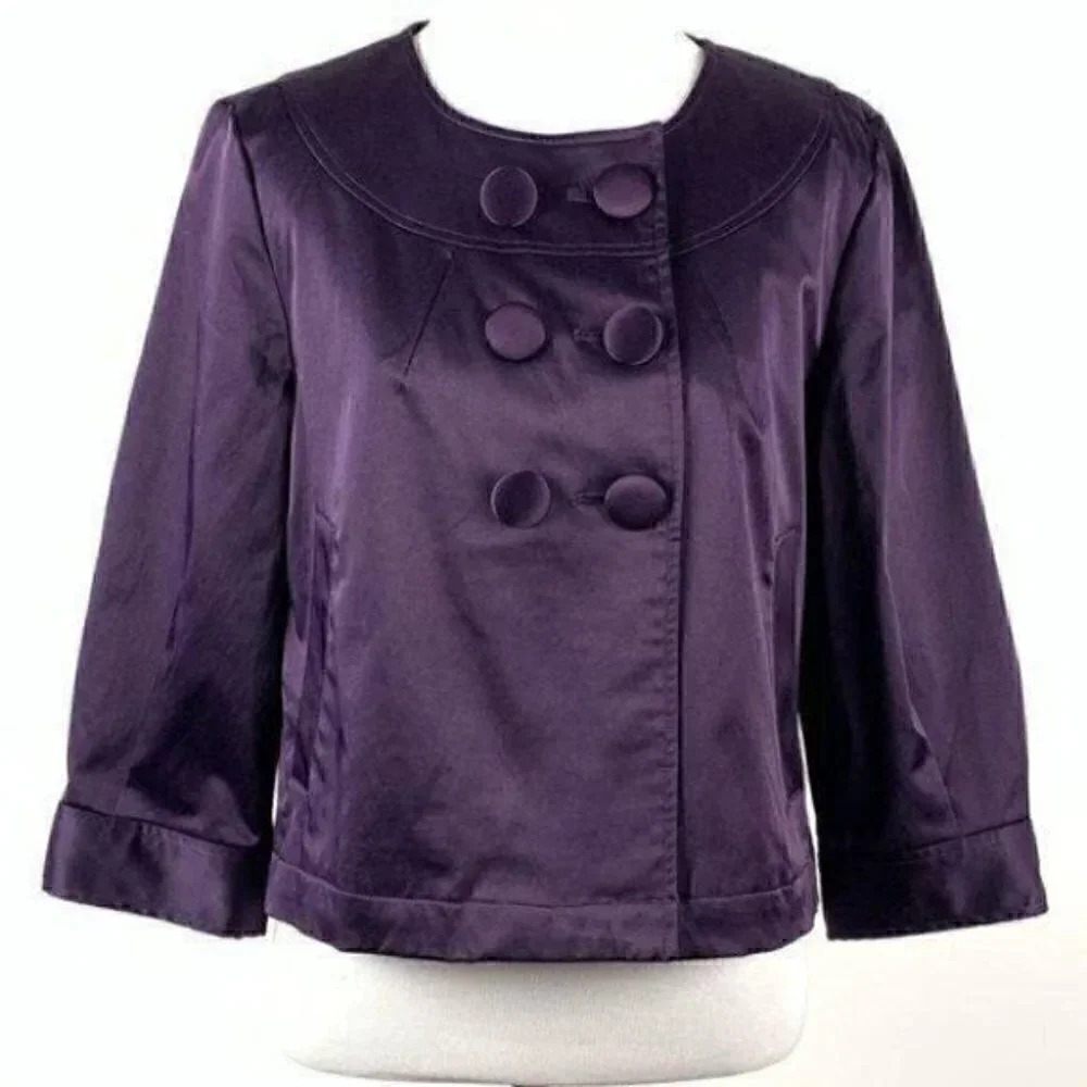 APT 9 blazer size S purple satin double breasted